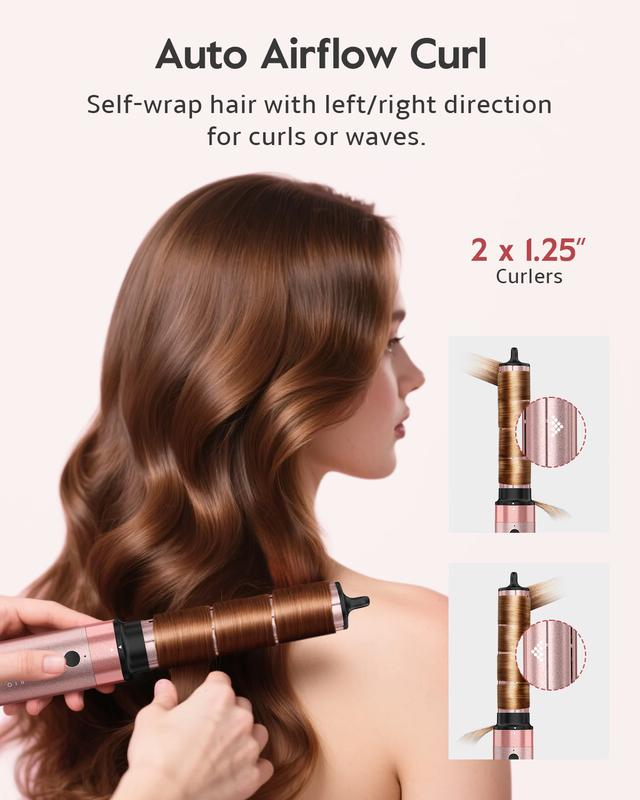 Brightup 5 in 1 Air Styler Automatic Hair Curling Iron with Detachable Brush Head, Blow-Dry,Straightening Wrap dealsforyoudays