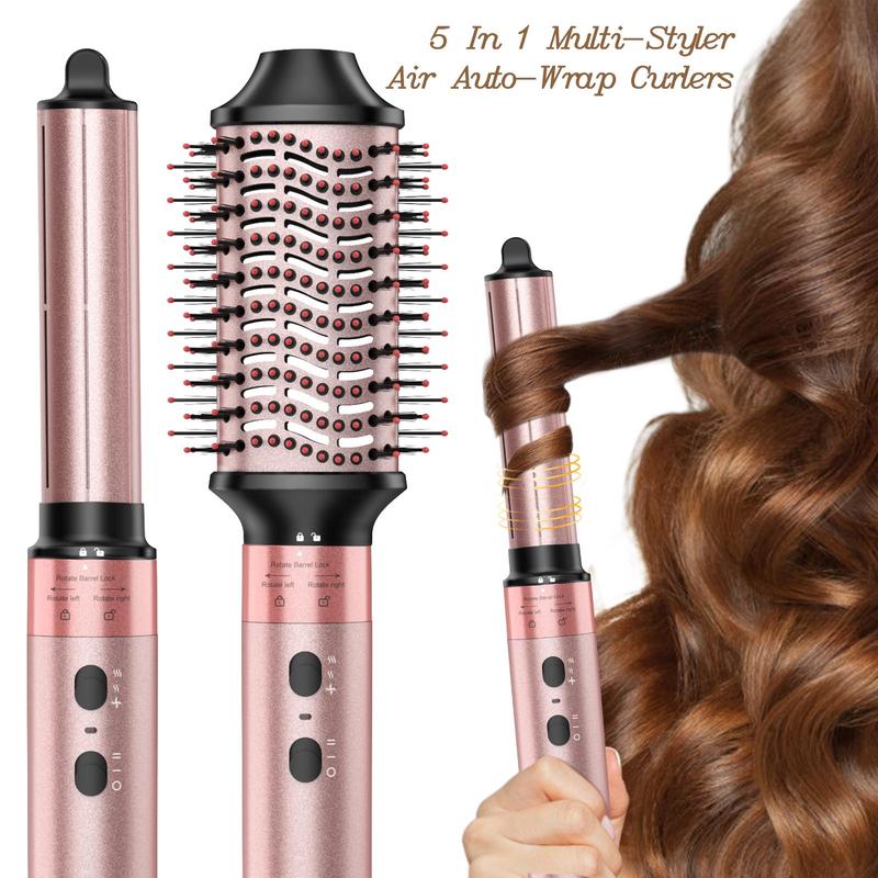 Brightup 5 in 1 Air Styler Automatic Hair Curling Iron with Detachable Brush Head, Blow-Dry,Straightening Wrap dealsforyoudays