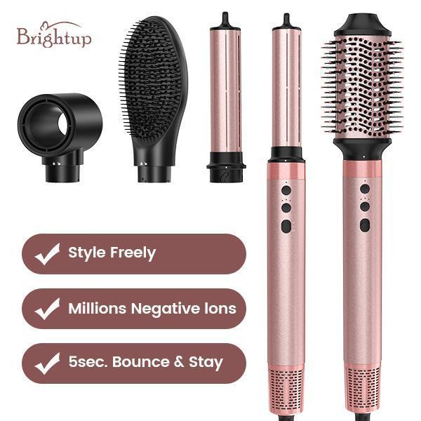 Brightup 5 in 1 Air Styler Automatic Hair Curling Iron with Detachable Brush Head, Blow-Dry,Straightening Wrap dealsforyoudays
