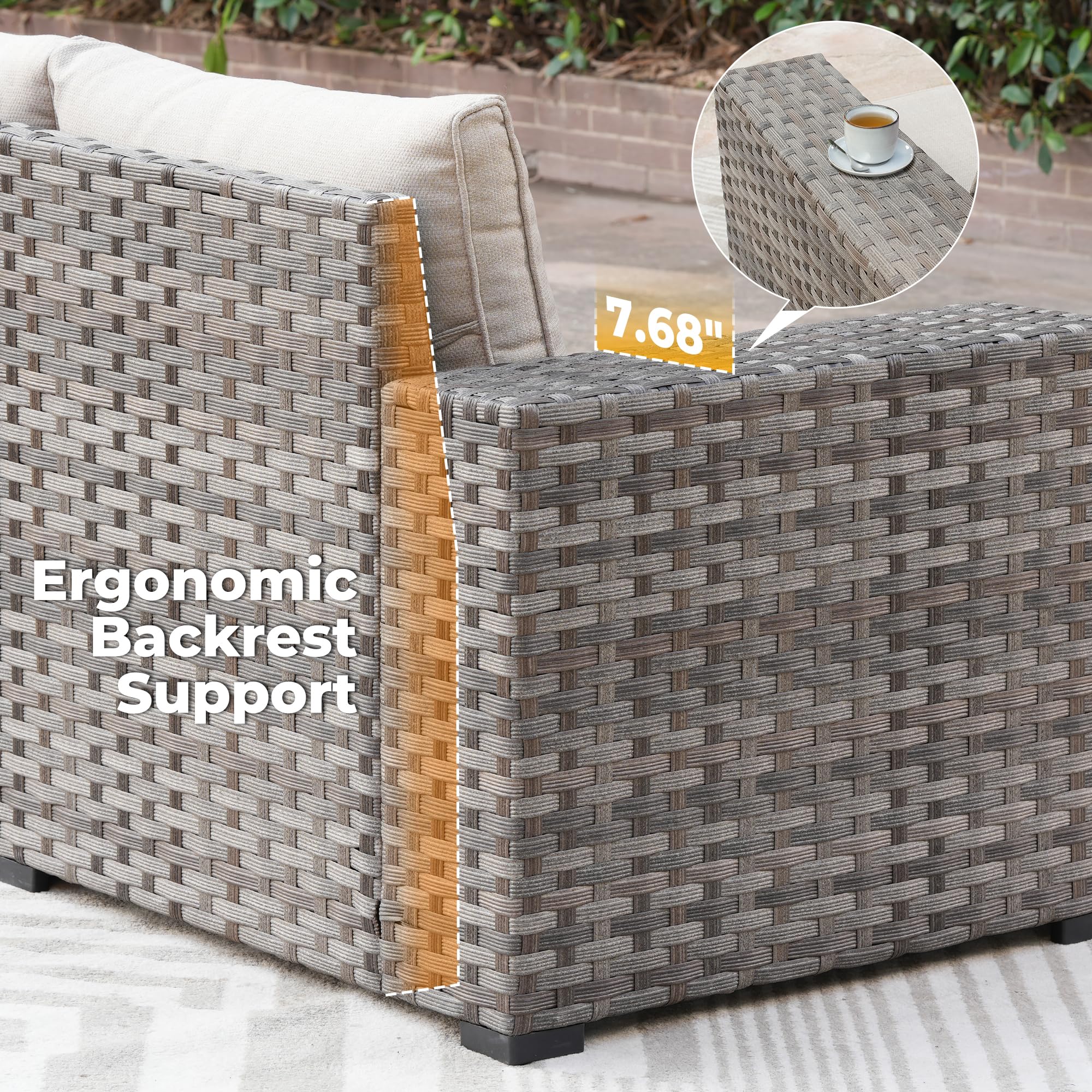 Ovios 7-Piece Outdoor Furniture Set with 7.68'' Wide Armrests