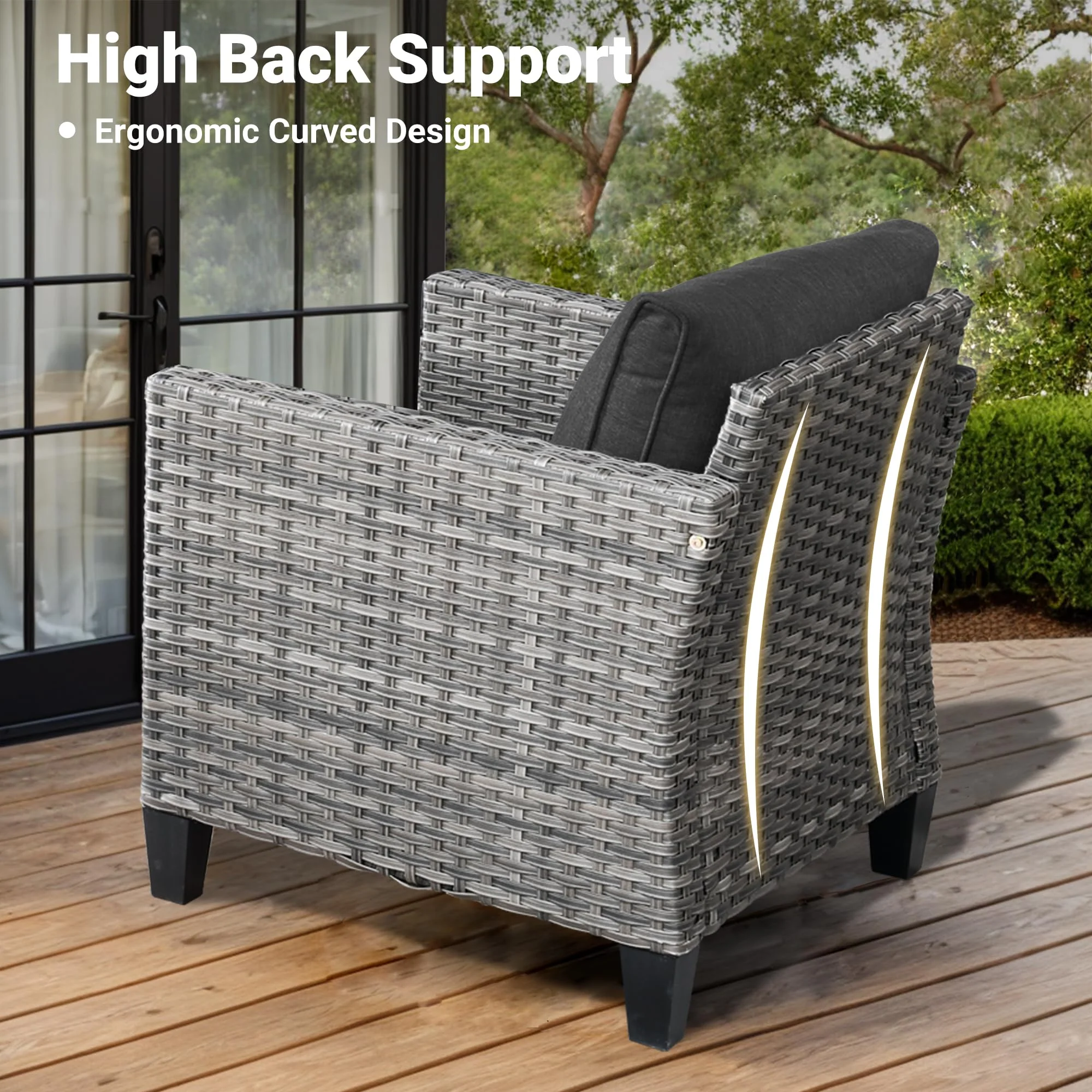Ovios 7 Pieces Patio Furniture Set, Outdoor Wicker Sofa with Rocking Swivel Chairs