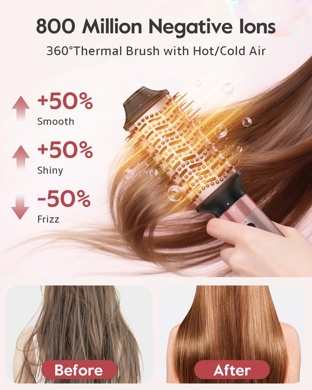 Brightup 5 in 1 Air Styler Automatic Hair Curling Iron with Detachable Brush Head, Blow-Dry,Straightening Wrap dealsforyoudays