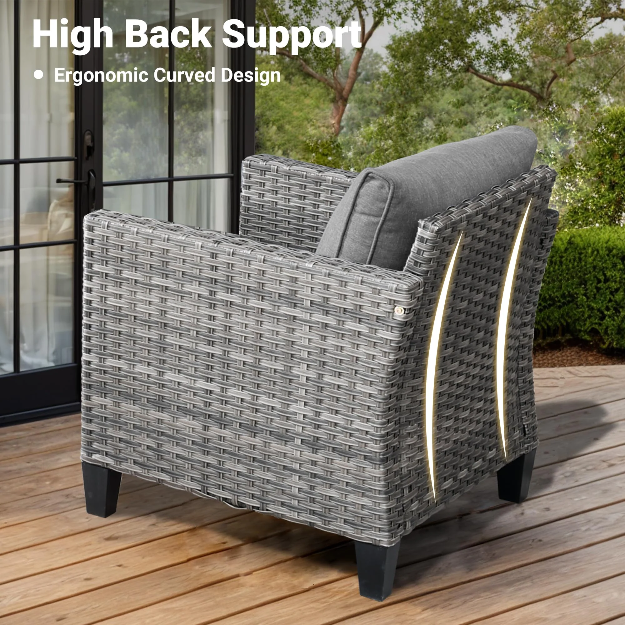 Ovios 7 Pieces Patio Furniture Set, Outdoor Wicker Sofa with Rocking Swivel Chairs