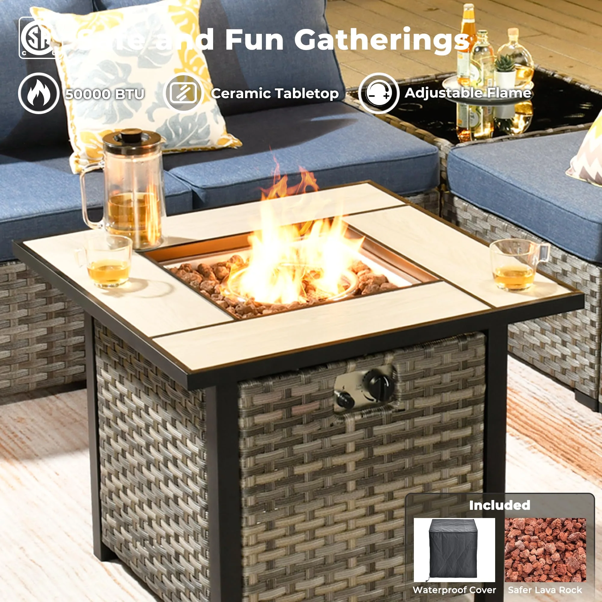 Ovios 7-Piece Outdoor Furniture Set with 7.68'' Wide Armrests