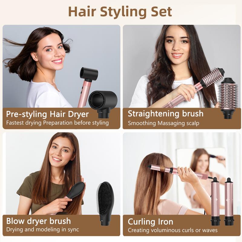 Brightup 5 in 1 Air Styler Automatic Hair Curling Iron with Detachable Brush Head, Blow-Dry,Straightening Wrap dealsforyoudays