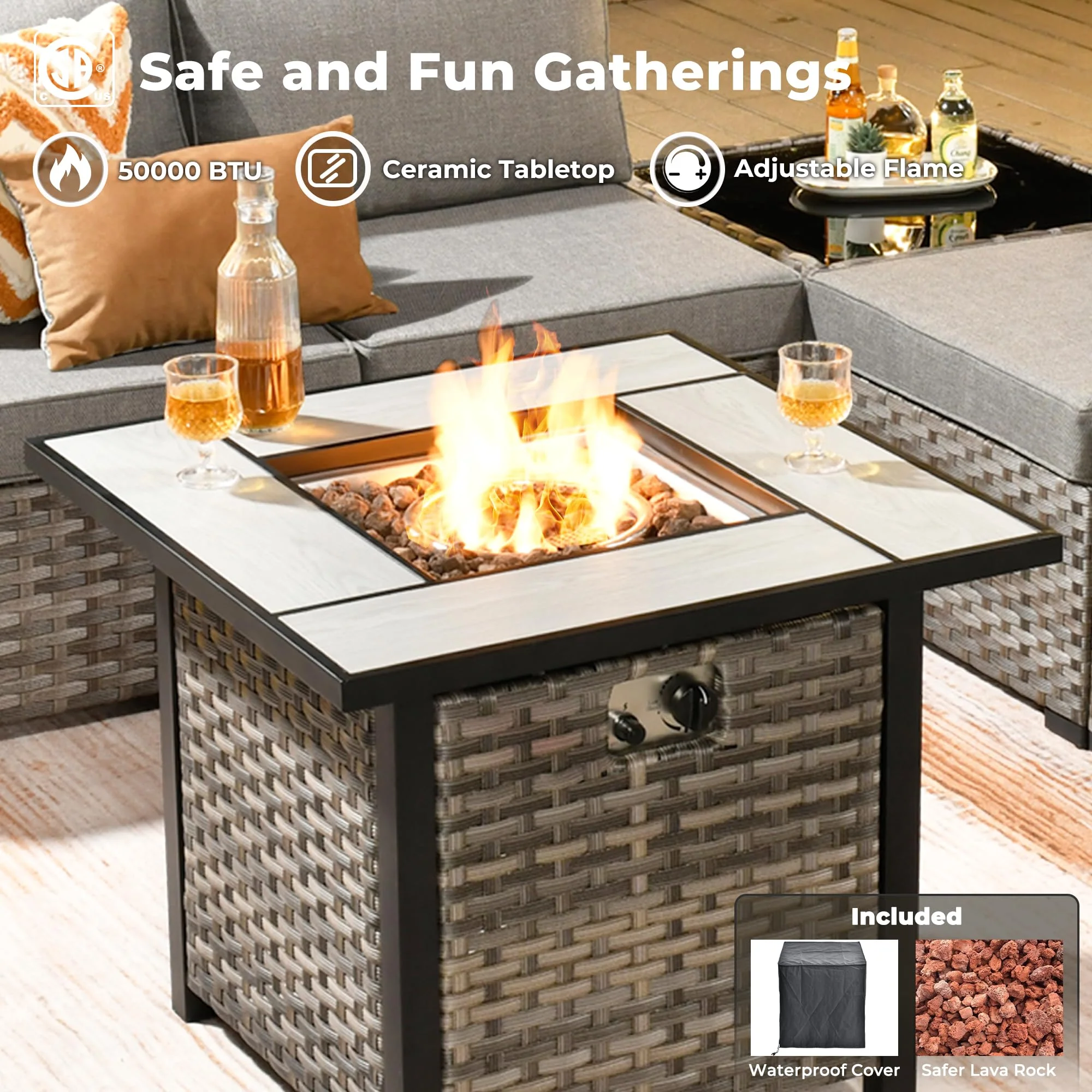 Ovios 7-Piece Outdoor Furniture Set with 7.68'' Wide Armrests