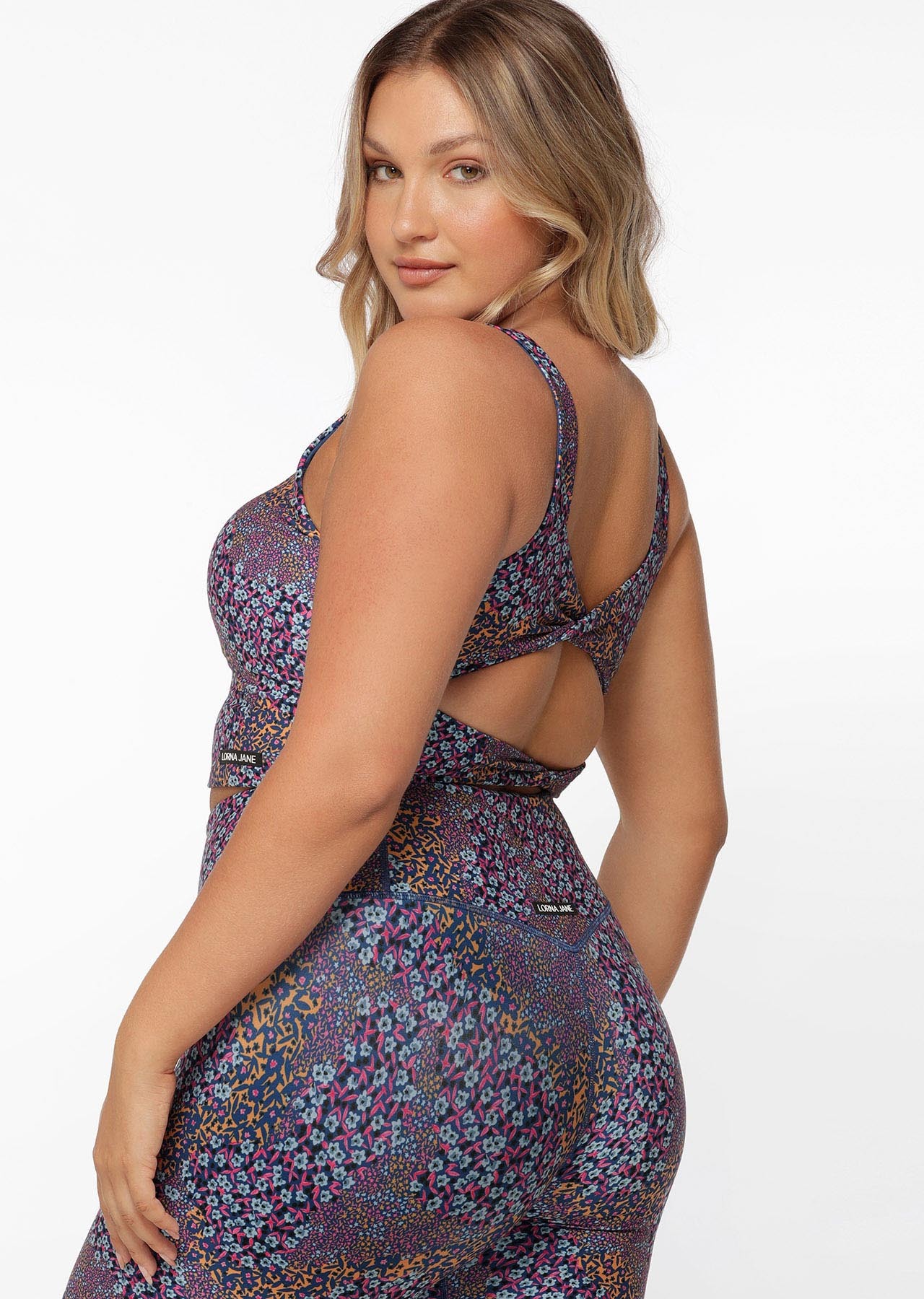 Lorna Jane Midnight Ditsy Twist Tank Bra Combo