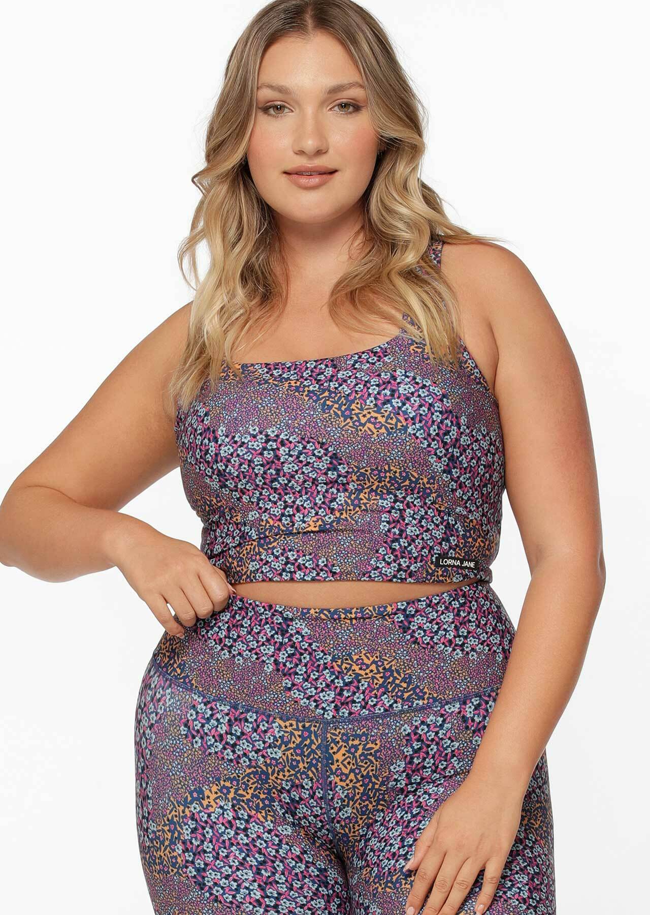 Lorna Jane Midnight Ditsy Twist Tank Bra Combo