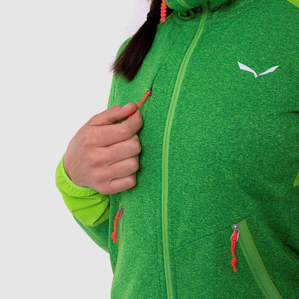 Salewa Agner Hybrid Polarlite Durastretch Green Women Hooded Jacket