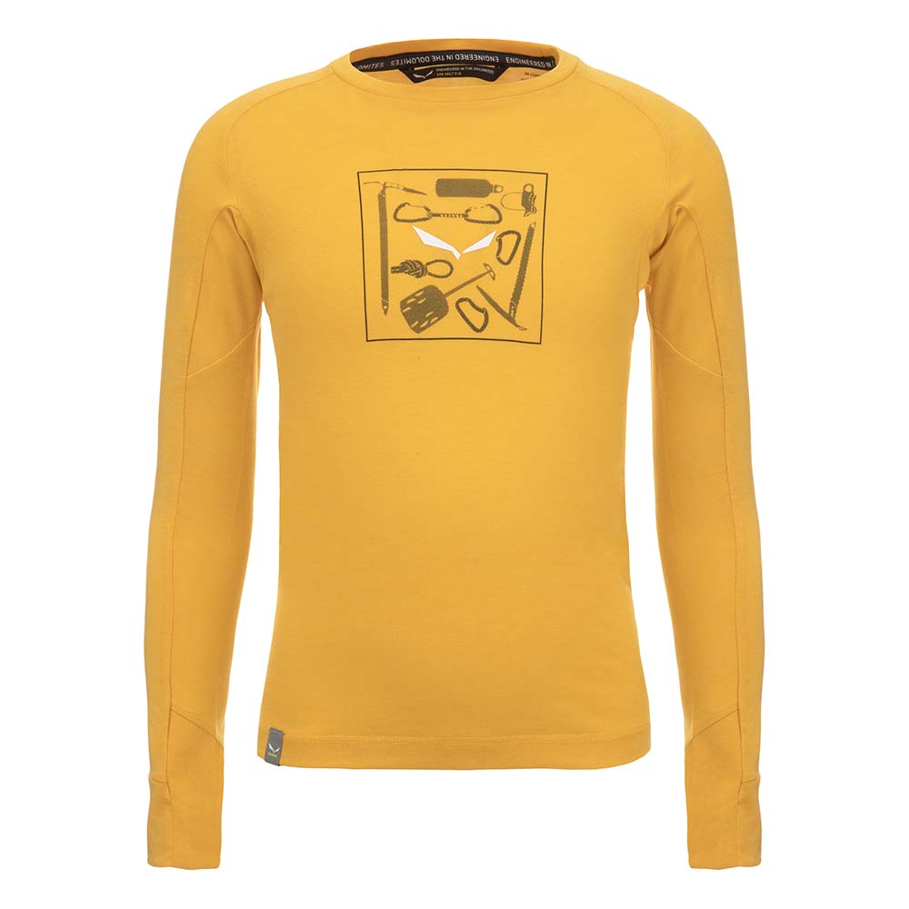 Salewa Pure Dry Graphic Long Sleeve Yellow/Gold Kids T-Shirts