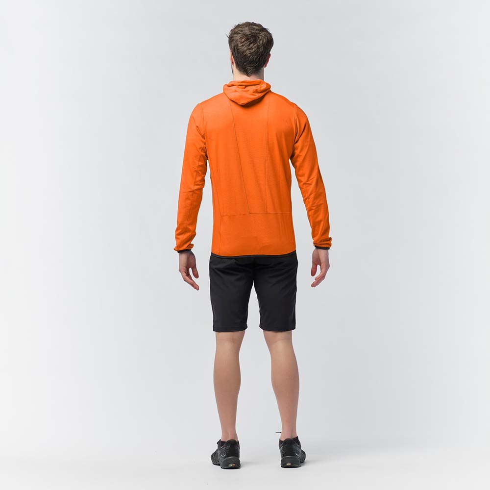 Salewa Light Micro Polarlite Full Zip Red Orange Men Hooded Jacket