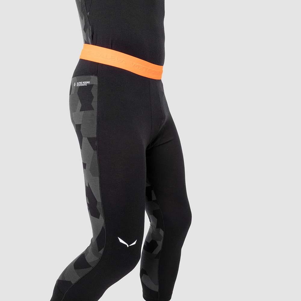 Salewa Cristallo Warm Alpine Merino Responsive 3/4 Black Men Tights