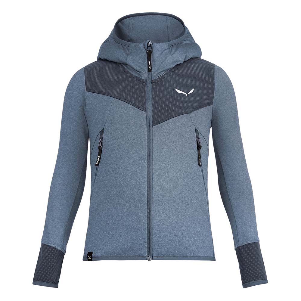 Salewa Agner Melange Polarlite Full Zip Grey Kids Hooded Jacket