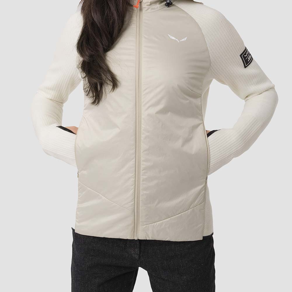 Salewa Fanes Engineered Merino Hybrid Beige Women Jacket