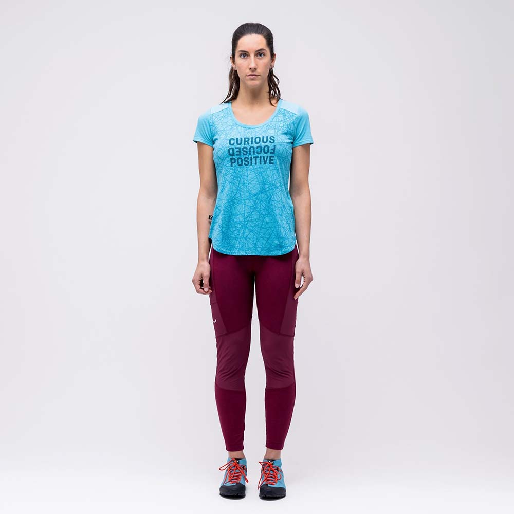 Salewa Alpine Hemp Print Maui Blue Women T-Shirts