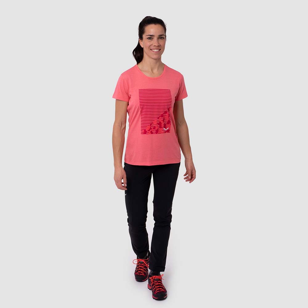 Salewa Geometric Dry Pink Women T-Shirts