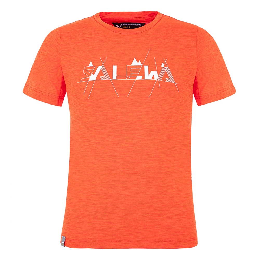 Salewa Graphic Dryton Short Sleeve Red Orange Kids T-Shirts