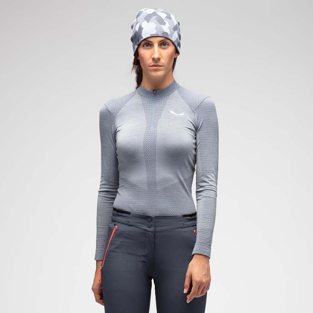 Salewa Zebru Responsive Long Sleeve Grey Women T-Shirts