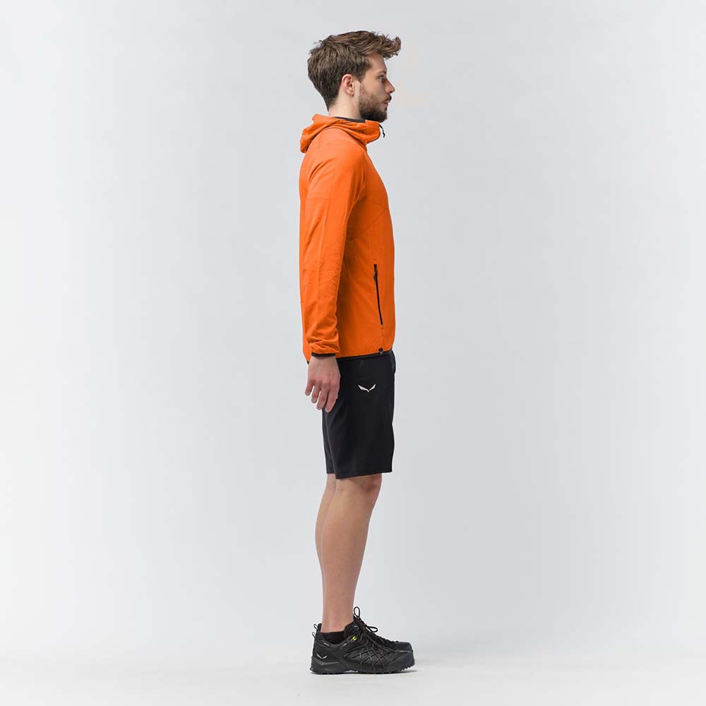 Salewa Light Micro Polarlite Full Zip Red Orange Men Hooded Jacket