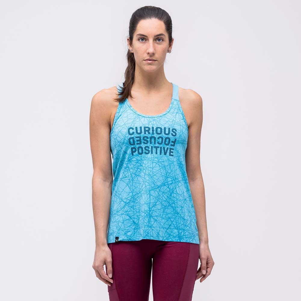 Salewa Alpine Hemp Print Maui Blue Women Tank Top