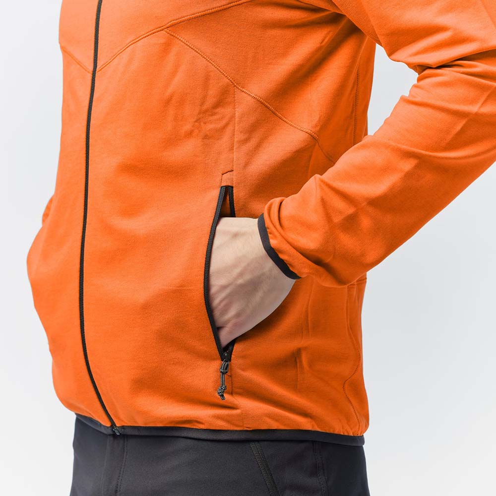 Salewa Light Micro Polarlite Full Zip Red Orange Men Hooded Jacket