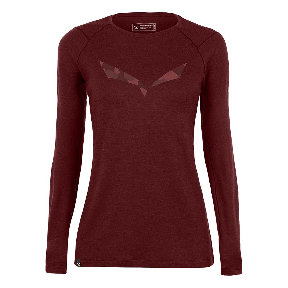 Salewa Pure Logo Alpine Merino Responsive Long Sleeve Red Women T-Shirts