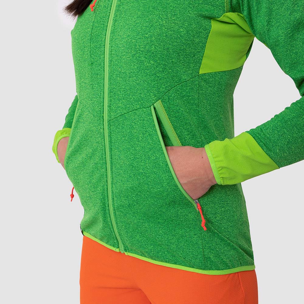 Salewa Agner Hybrid Polarlite Durastretch Green Women Hooded Jacket