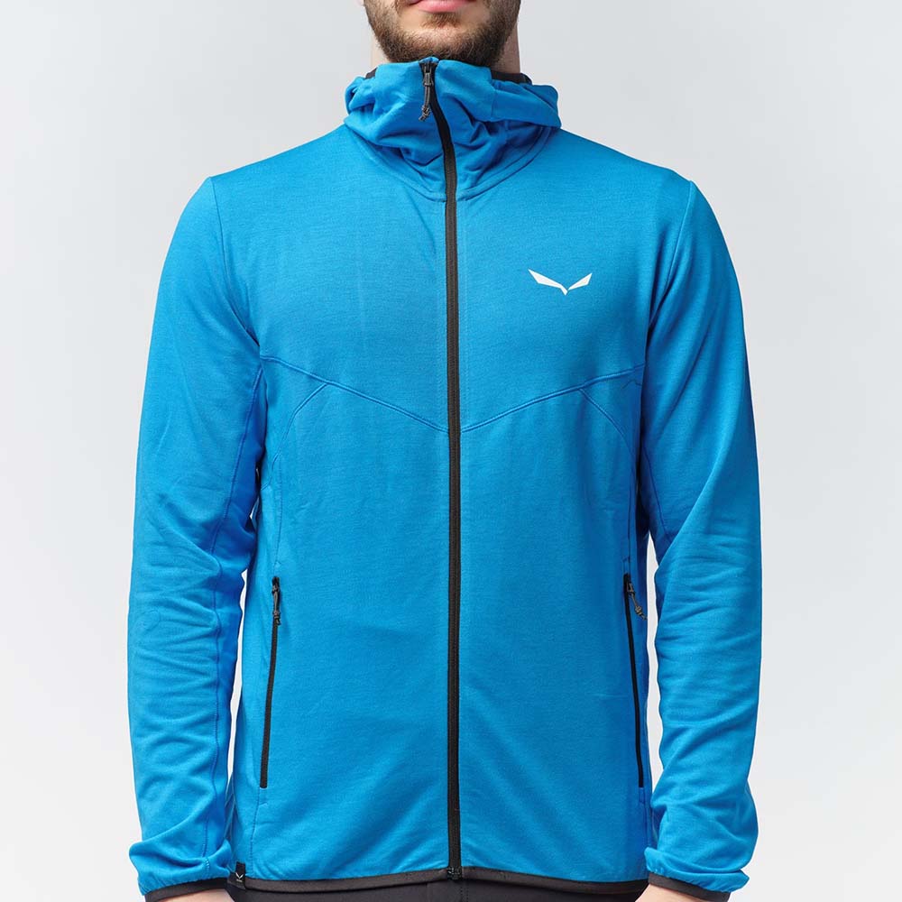 Salewa Light Micro Polarlite Full Zip Blue Men Hooded Jacket