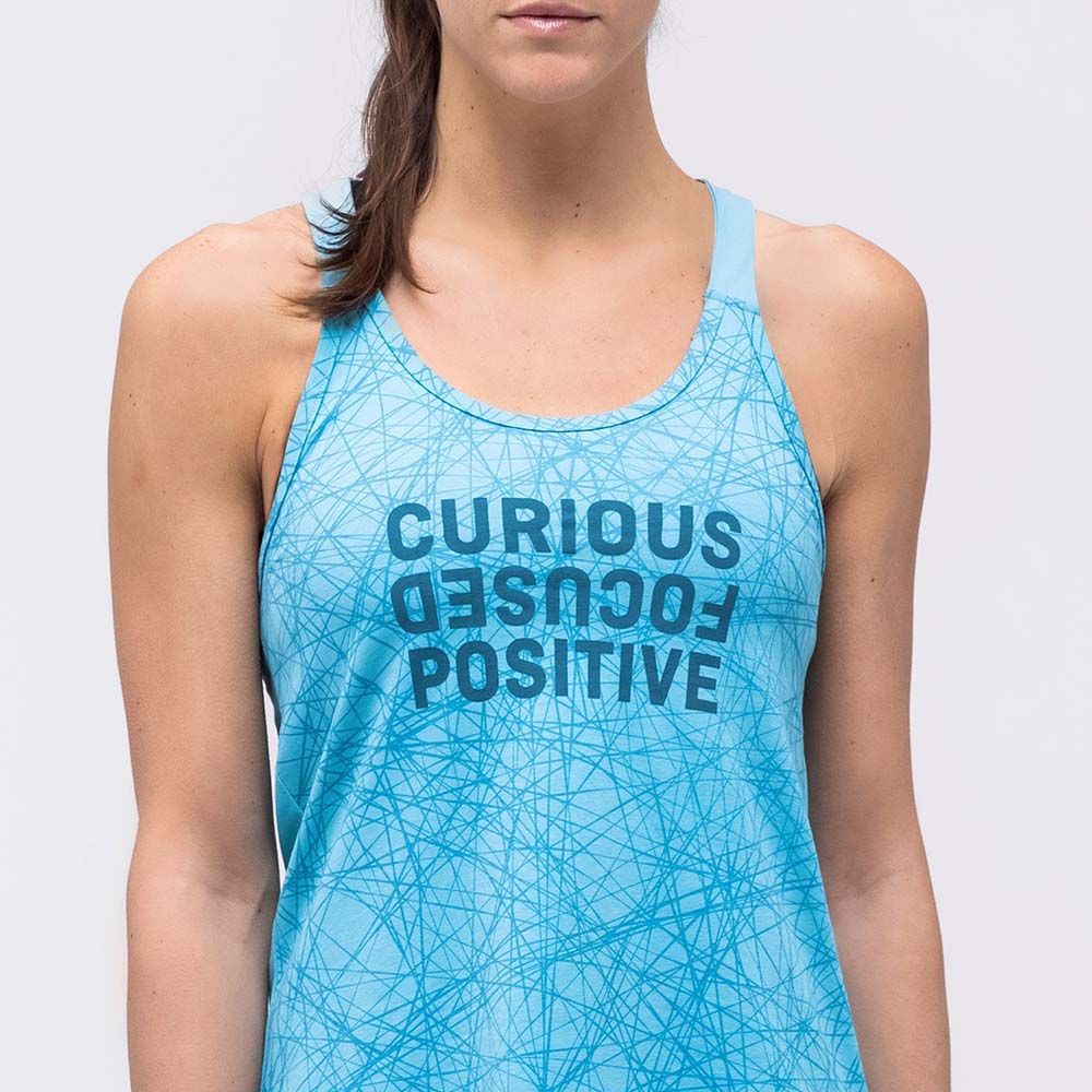 Salewa Alpine Hemp Print Maui Blue Women Tank Top