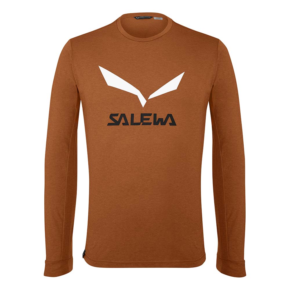 Salewa Solidlogo Dry Long Sleeve Orange Men T-Shirts