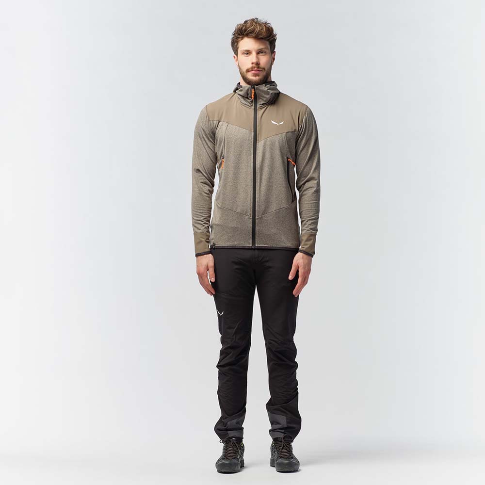 Salewa Agner Hybrid Polarlite Durastretch Brown Men Hooded Jacket