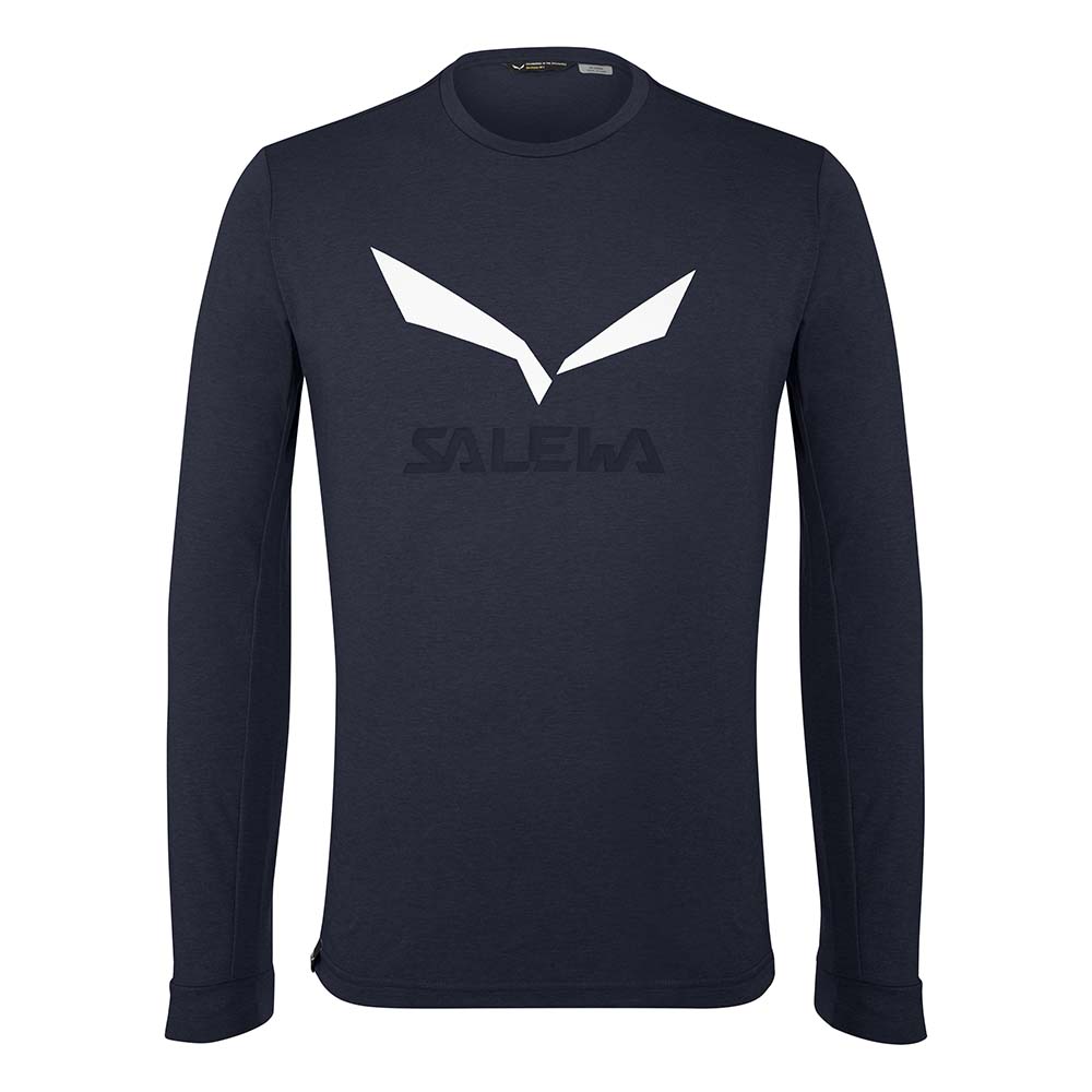 Salewa Solidlogo Dry Long Sleeve Navy Blue Men T-Shirts