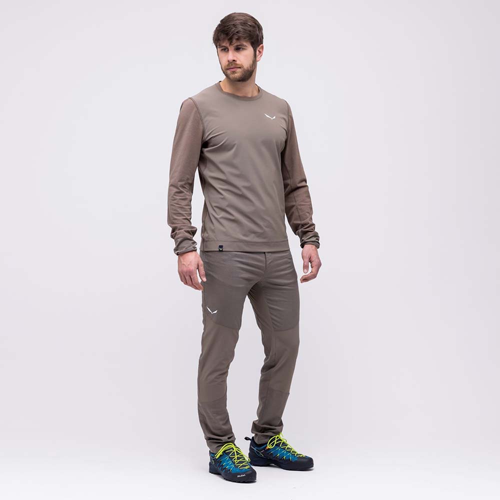 Salewa Alpine Hemp Graphic Long Sleeve Brown Men T-Shirts