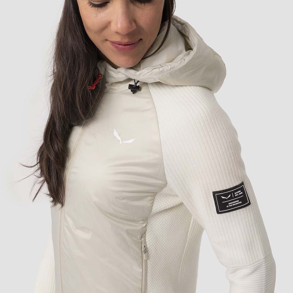 Salewa Fanes Engineered Merino Hybrid Beige Women Jacket