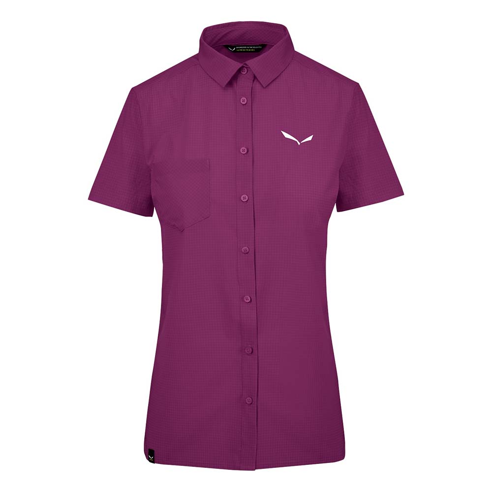 Salewa Puez Minicheck 2 Dry Short Sleeve Dark Purple Women Shirts