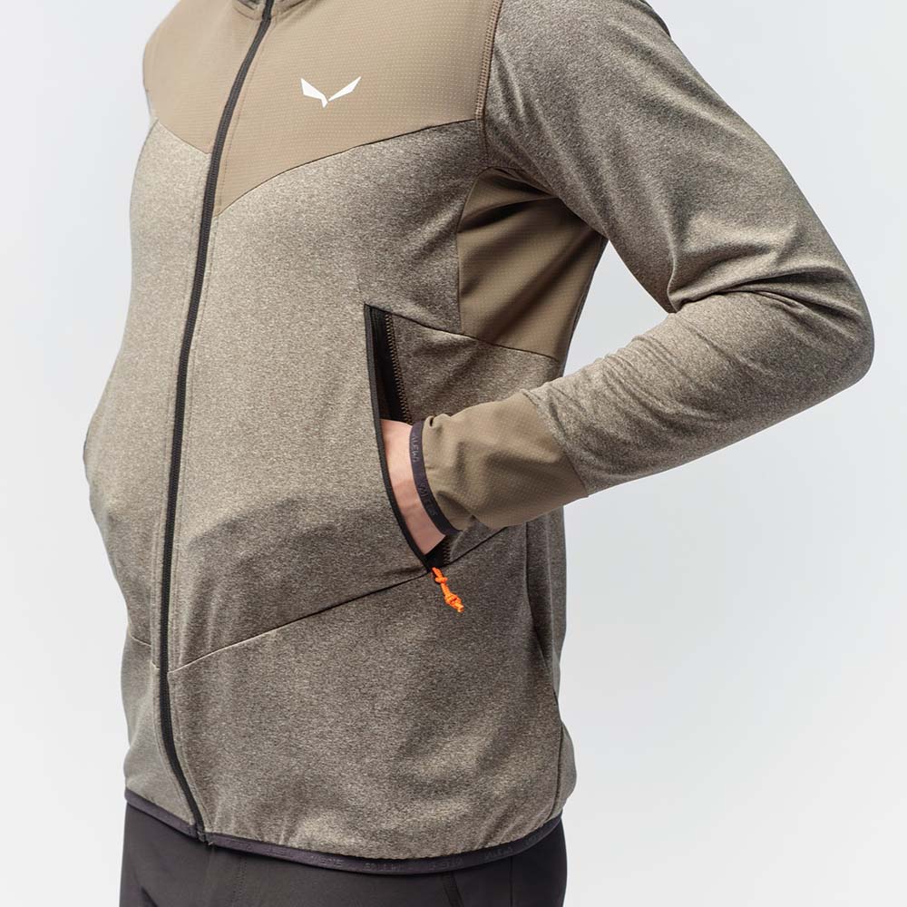 Salewa Agner Hybrid Polarlite Durastretch Brown Men Hooded Jacket