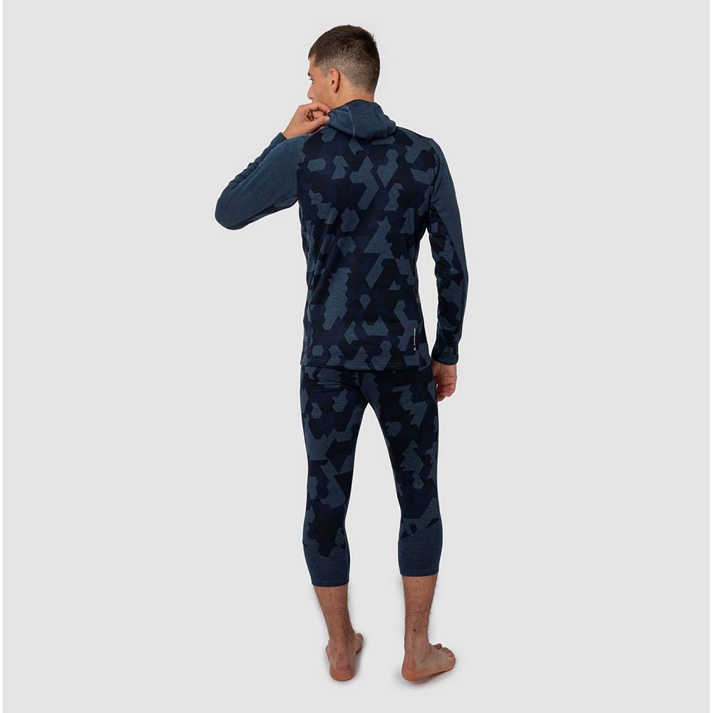 Salewa Boe Merino Hooded Half Zip Navy Blue Men T-Shirts