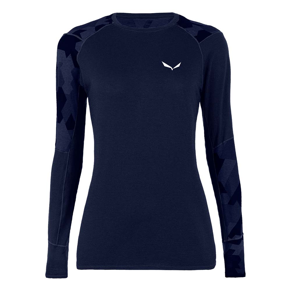 Salewa Cristallo Warm Alpine Merino Responsive Long Sleeve Navy Blue Women Baselayer