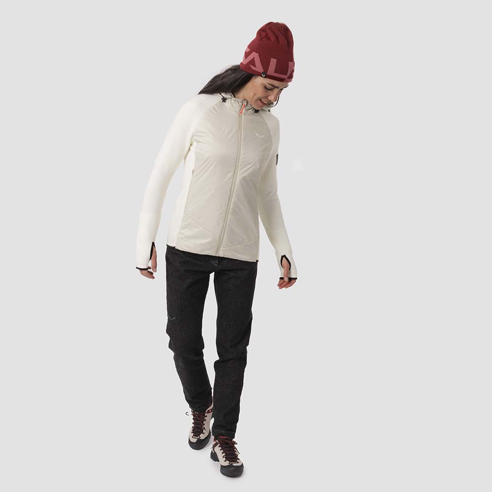 Salewa Fanes Engineered Merino Hybrid Beige Women Jacket