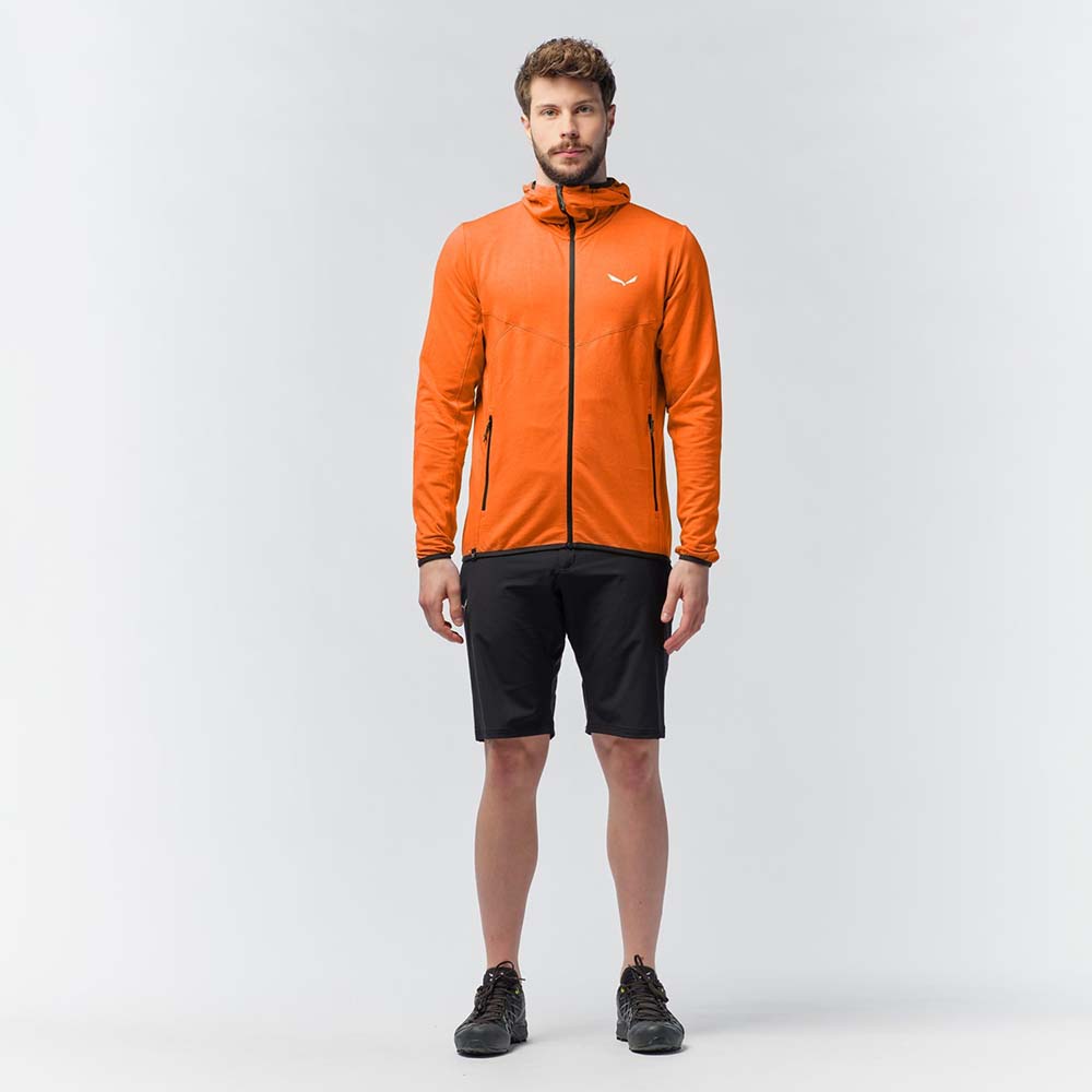 Salewa Light Micro Polarlite Full Zip Red Orange Men Hooded Jacket