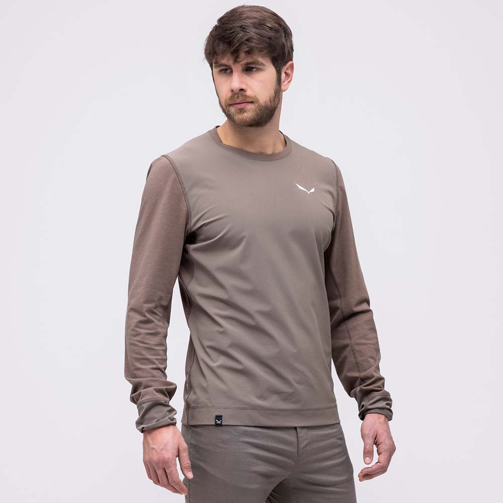 Salewa Alpine Hemp Graphic Long Sleeve Brown Men T-Shirts