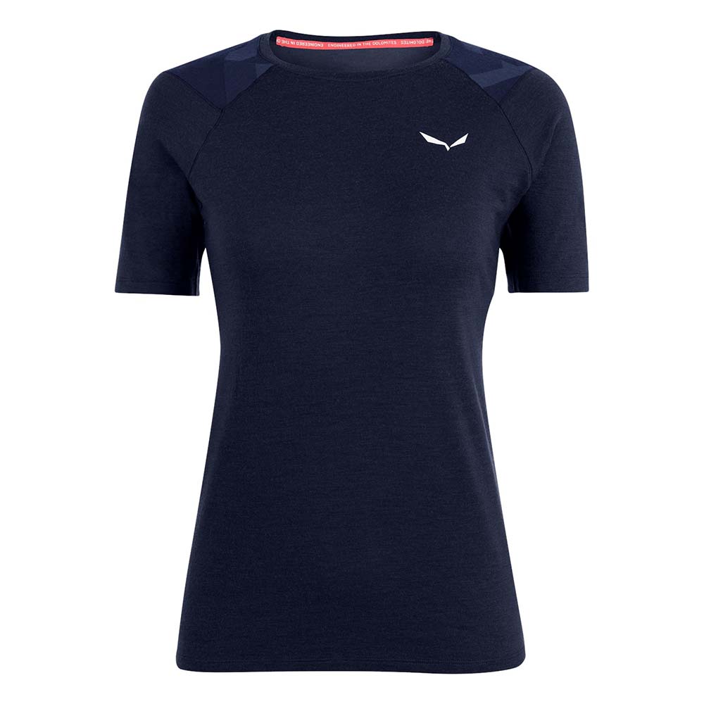 Salewa Cristallo Warm Alpine Merino Responsive Short Sleeve Navy Blue Women Baselayer
