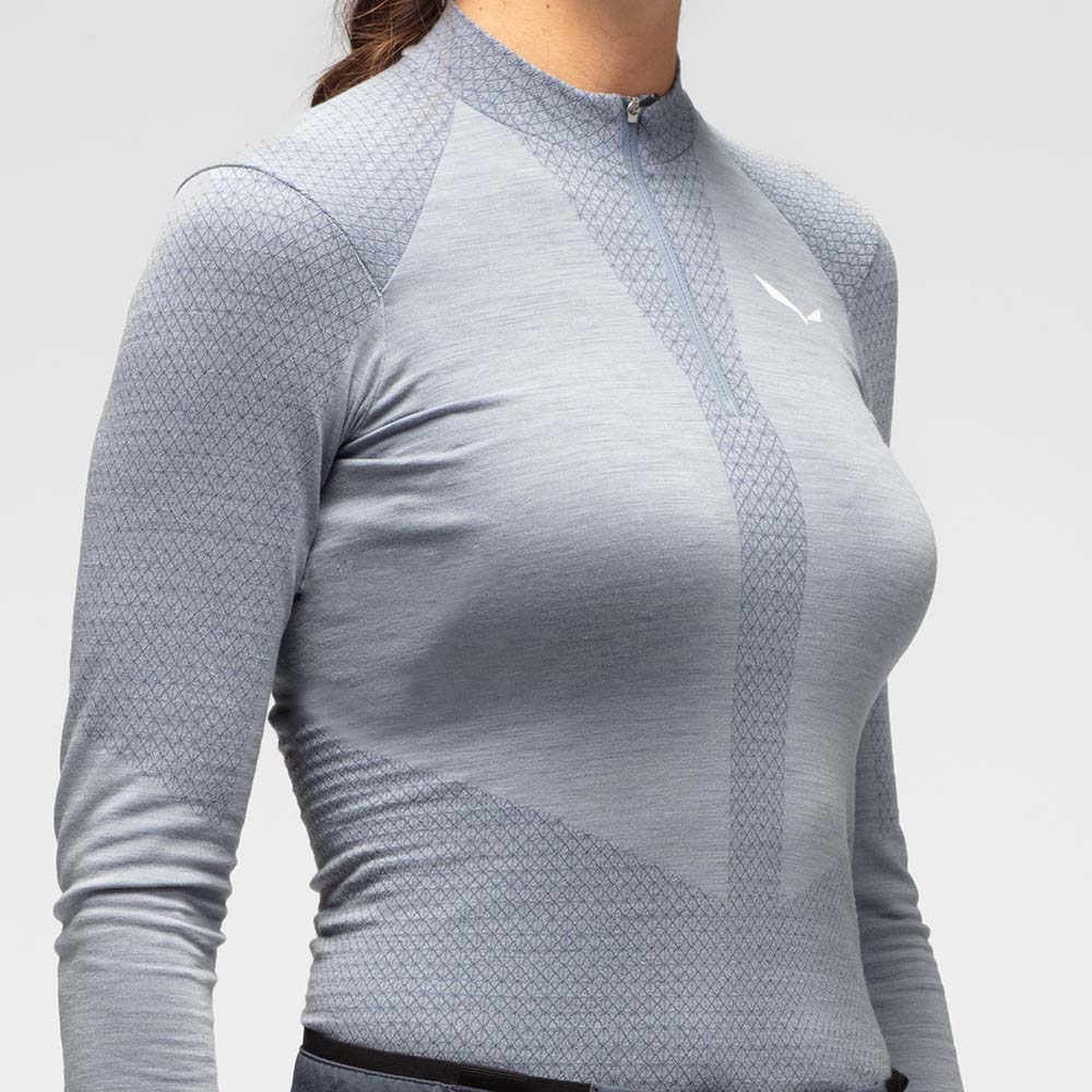 Salewa Zebru Responsive Long Sleeve Grey Women T-Shirts