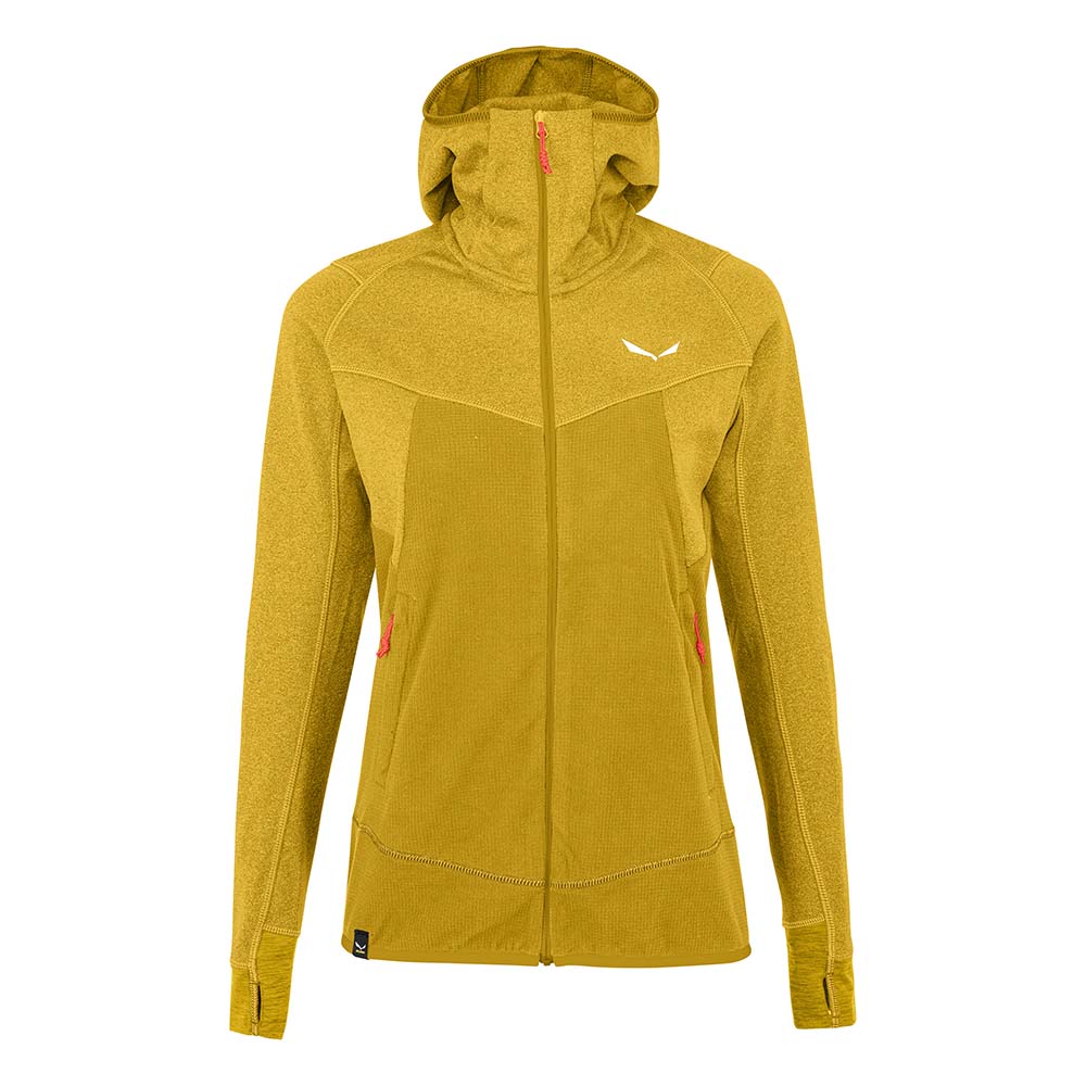 Salewa Puez Hybrid Polarlite Hooded Fleece Yellow/Gold Women Tops