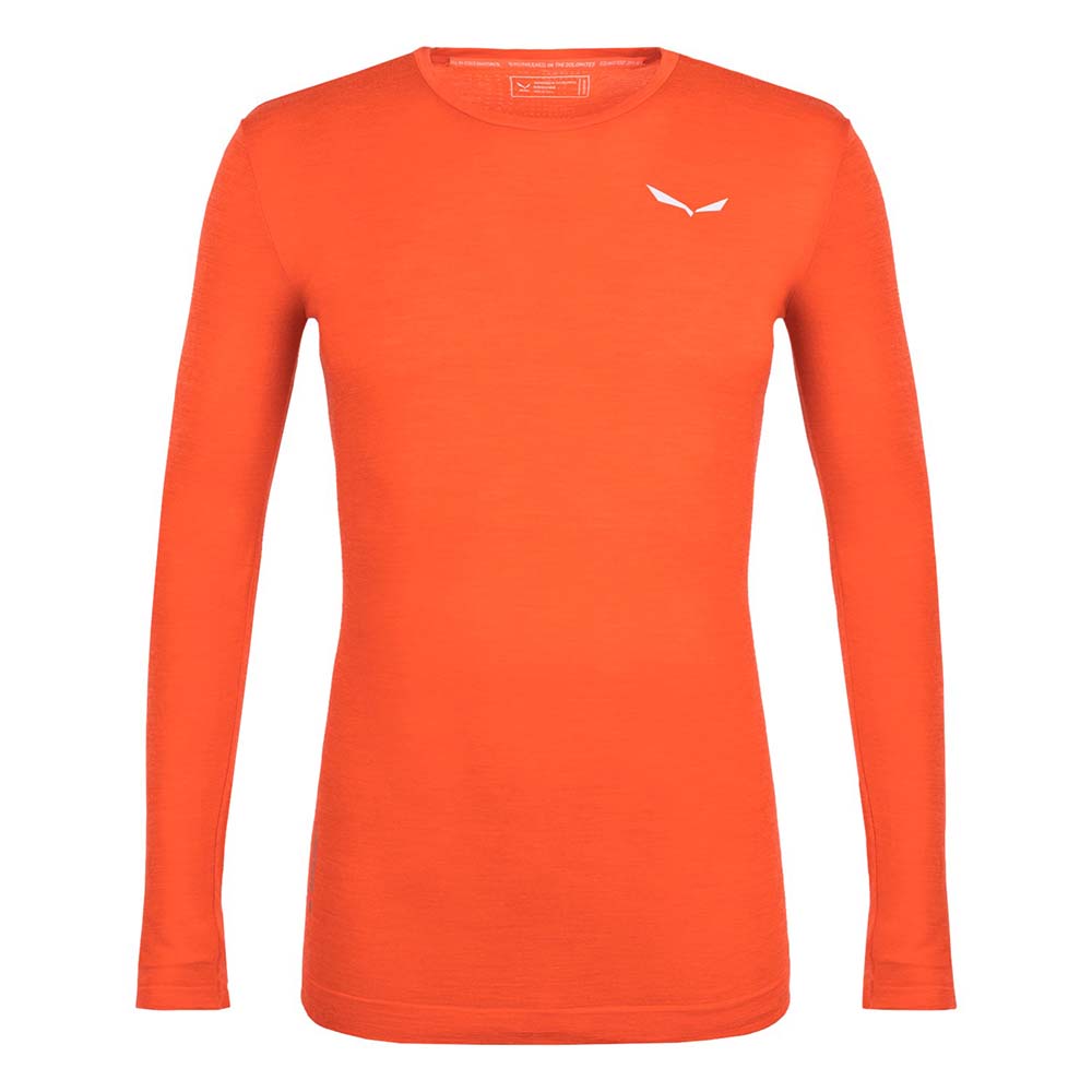 Salewa Zebru Fresh Merino Responsive Long Sleeve Red Orange Men T-Shirts