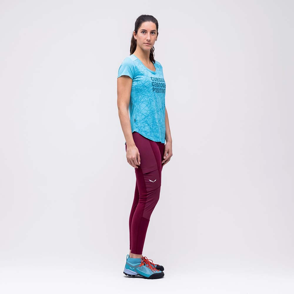 Salewa Alpine Hemp Print Maui Blue Women T-Shirts