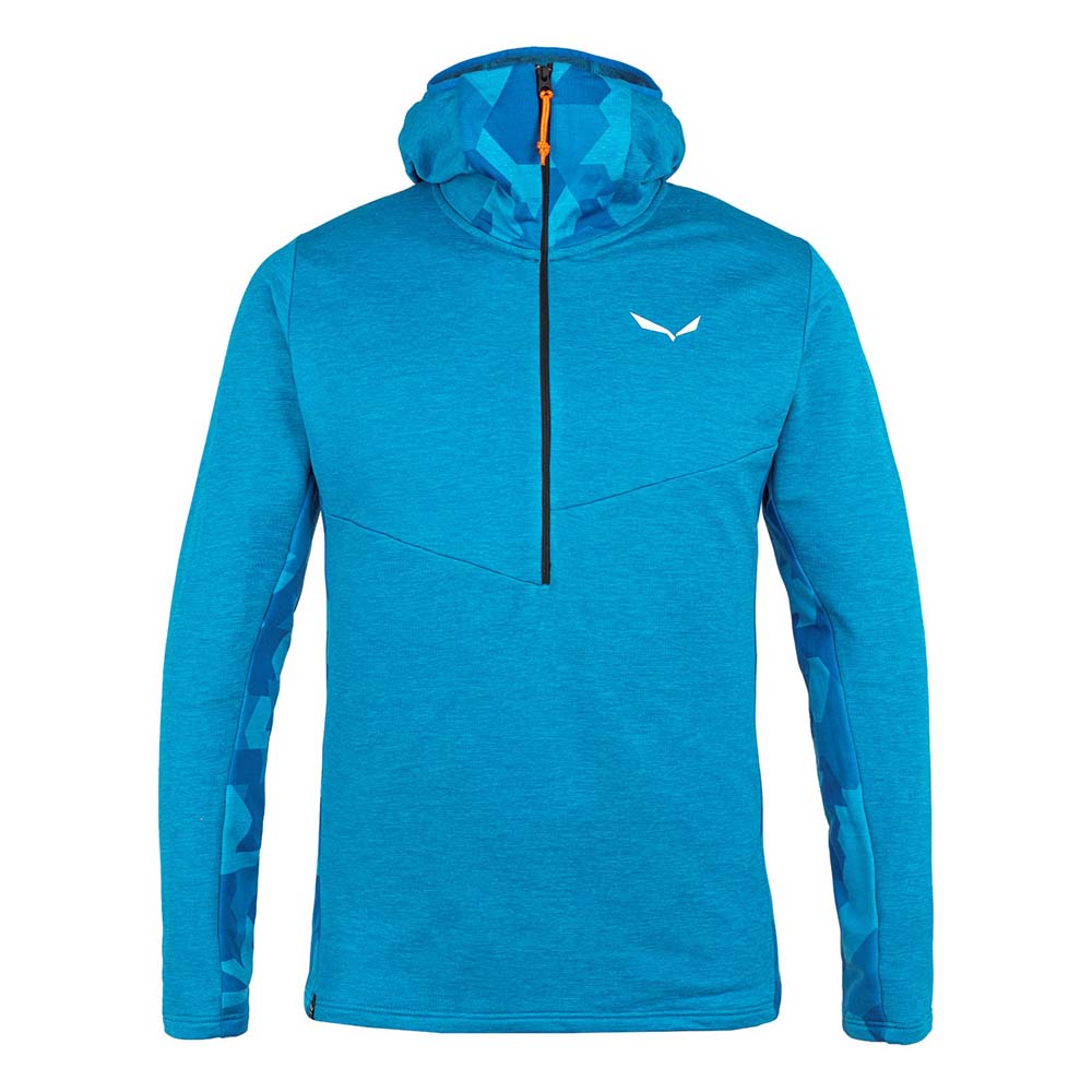 Salewa Boe Merino Hooded Half Zip Blue Men T-Shirts