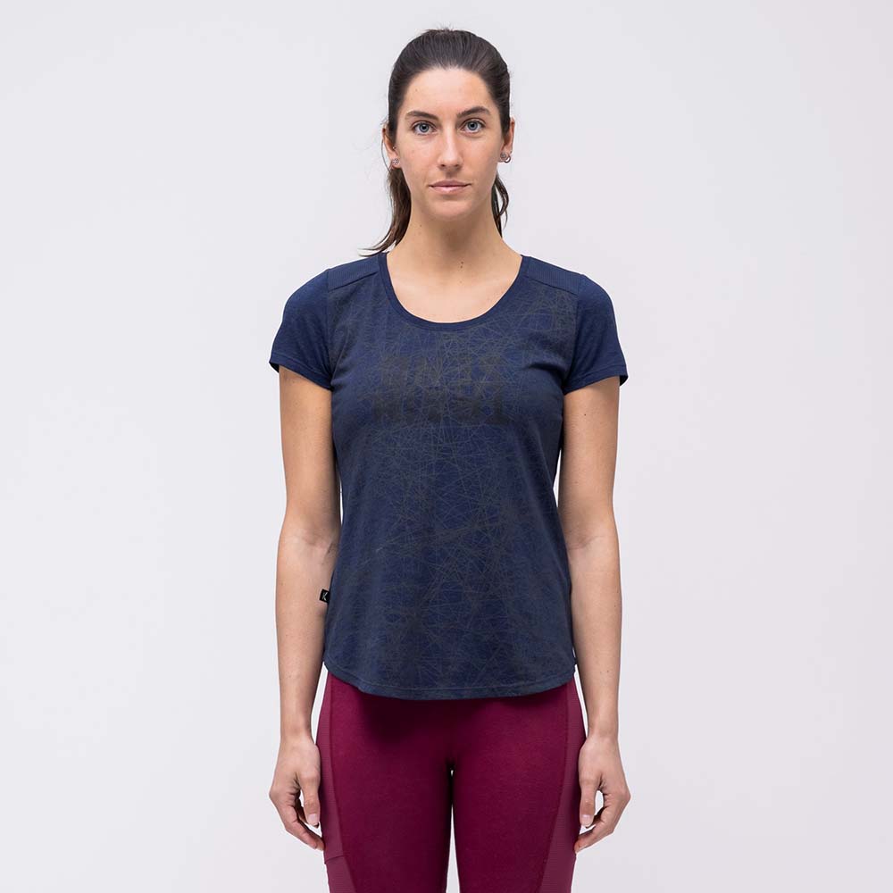 Salewa Alpine Hemp Print Navy Blue Women T-Shirts