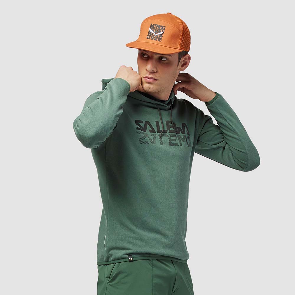 Salewa Puez Hemp Logo Green Men Hoodies