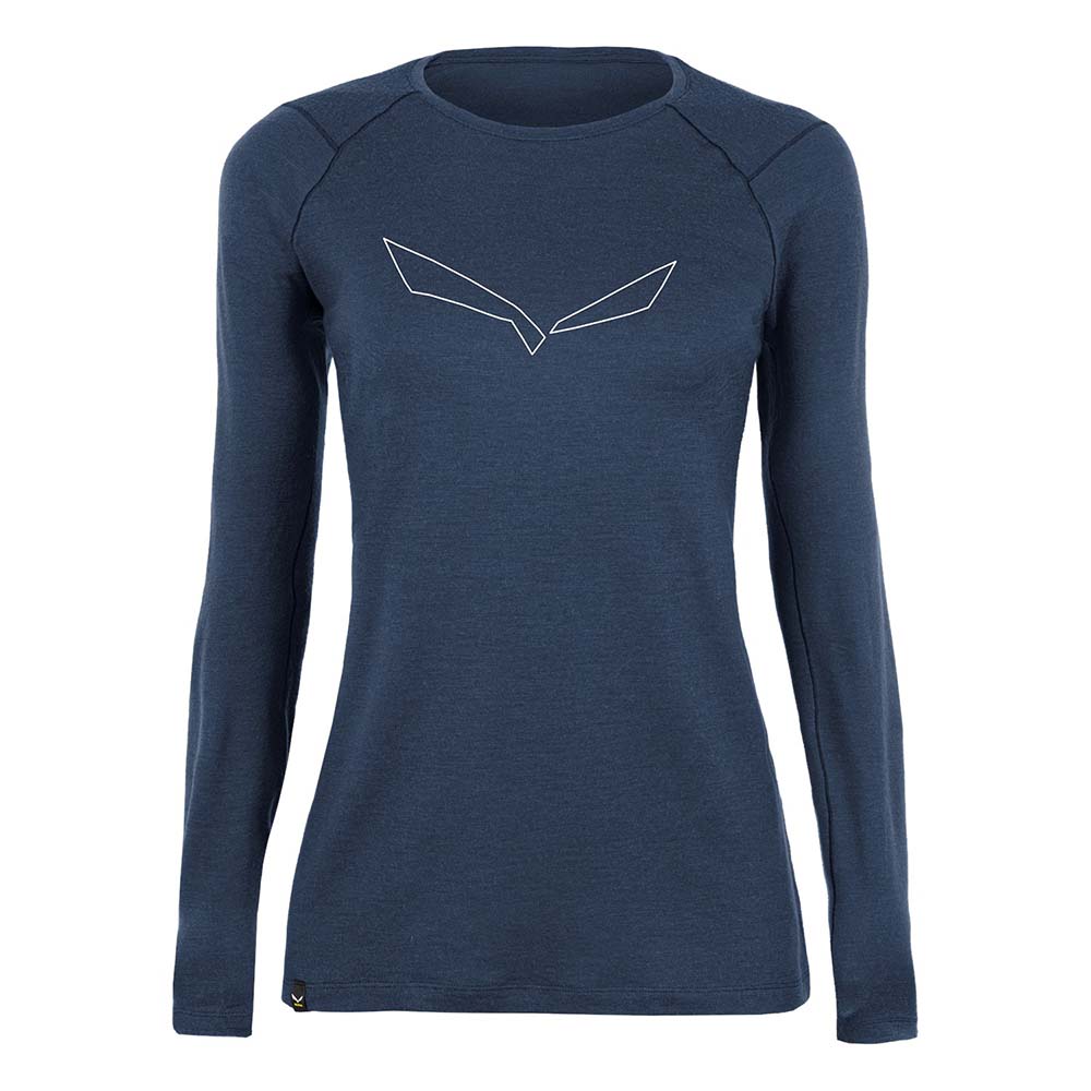 Salewa Pure Logo Alpine Merino Responsive Long Sleeve Navy Blue Women T-Shirts